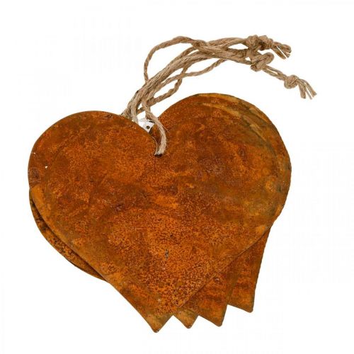 Dekoherzen aus Metall, Herbstdeko, Deko-Anhänger, Edelrost 14×15cm 6St