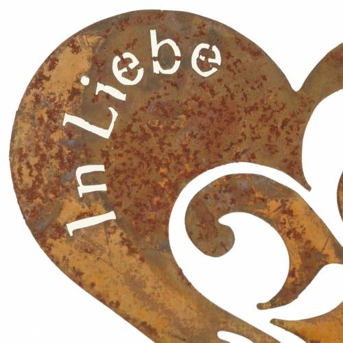 Floristik21 Trauerstecker Herz „In Liebe" Edelrost Metall Ø11cm 12 St