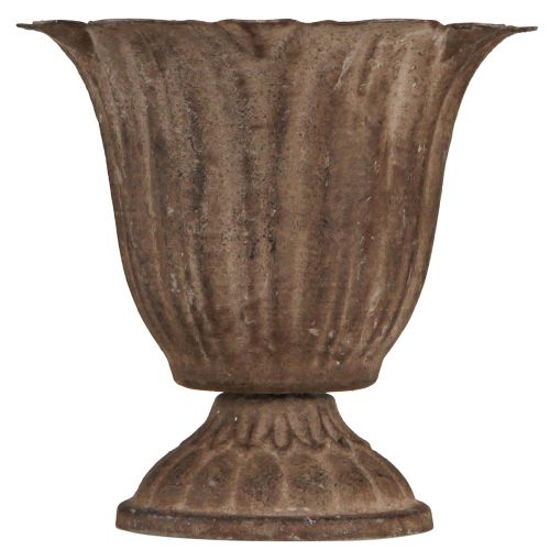 Floristik21 Metallpokal Pflanzgefäß im Antik-Look, grau-braun, Ø10cm H9,5cm