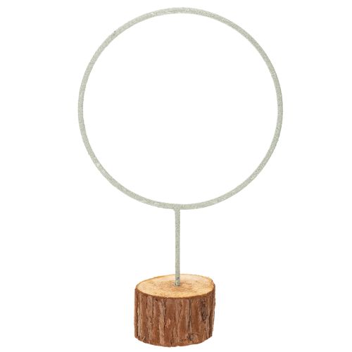 Deko-Ring aus Metall auf Holzsockel, 43 cm, graugrün einkaufen | Floristik21.de