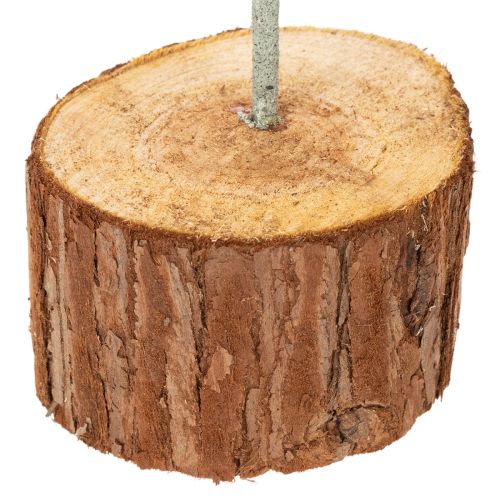 Deko-Ring aus Metall auf Holzsockel, 43 cm, graugrün | Floristik21.de