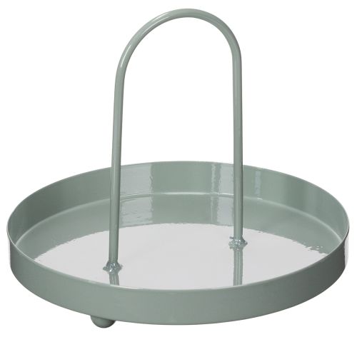 Rundes Tablett aus Metall mit Griff grün 18 cm für Dekoration und Organisation