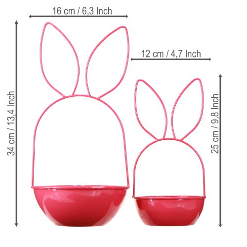 Artikel Pflanzschale Hase aus Metall in Rosa, Deko für Ostern und Frühling, Indoor und Outdoor, 33 cm