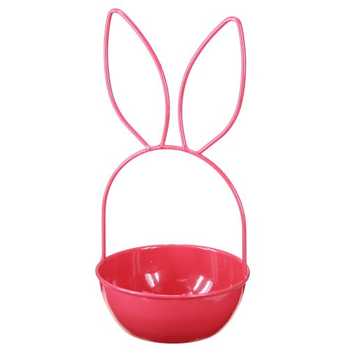 Artikel Pflanzschale Hase aus Metall in Rosa, Deko für Ostern und Frühling, Indoor und Outdoor, 33 cm