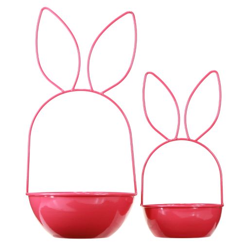 Artikel Pflanzschale Hase aus Metall in Rosa, Deko für Ostern und Frühling, Indoor und Outdoor, 33 cm