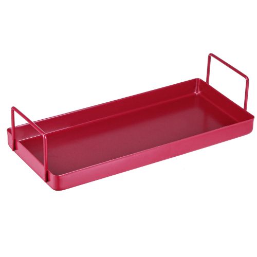 Elegantes rotes Tablett aus Metall 25 cm für Deko und Servieren mit praktischem Design