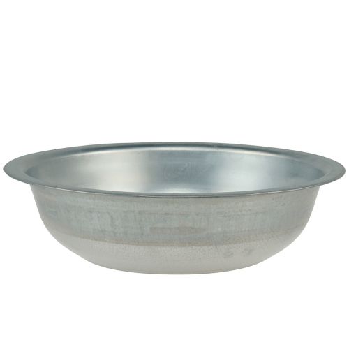 Floristik21 Metallschale Used Look Schale Groß Silbern Metall Ø39cm H12cm