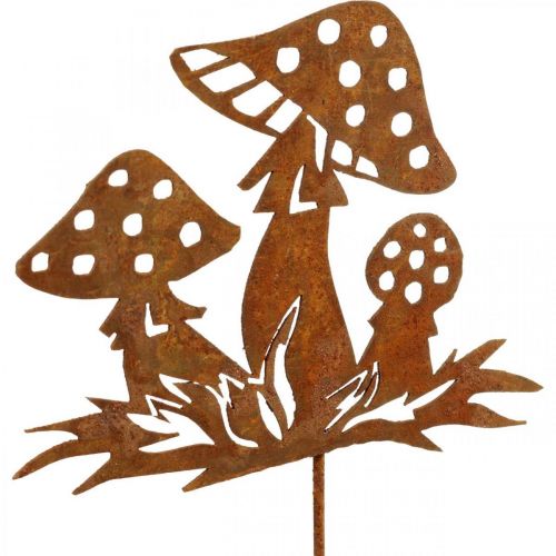 Herbststecker Fliegenpilze, Metalldeko, Blumenstecker Edelrost 39cm