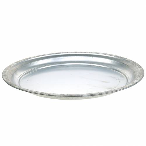 Floristik21 Deko-Teller Metall Silber Glänzend Ø36cm H3cm