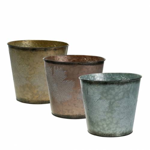 Deko 3 x Set Zink Zinktopf Zinkgefäß Blumentopf Blumenkübel Pflanzgefäß Neu 