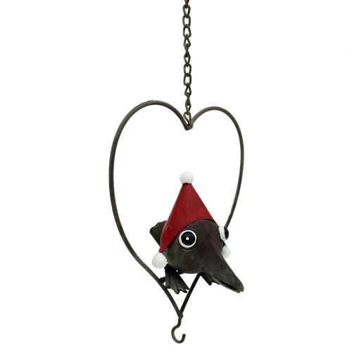 Vogel im Herz Deko-Hänger Metall Grau 48cm Vogel im Herz Deko-Hänger Metall Grau 48cm