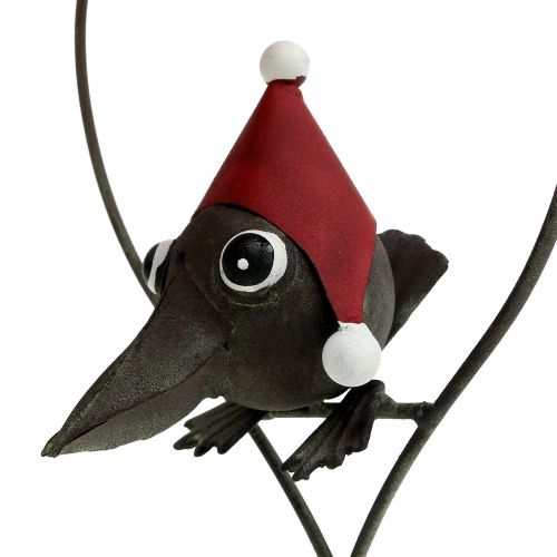 Vogel im Herz Deko-Hänger Metall Grau 48cm