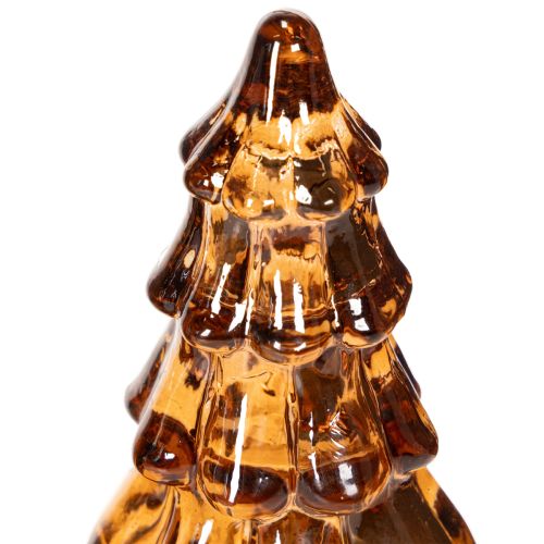 Glas Weihnachtsbaum LED Dekoration 13 cm Braun/Gold 2-teilig für Innenbereich | Floristik21.de