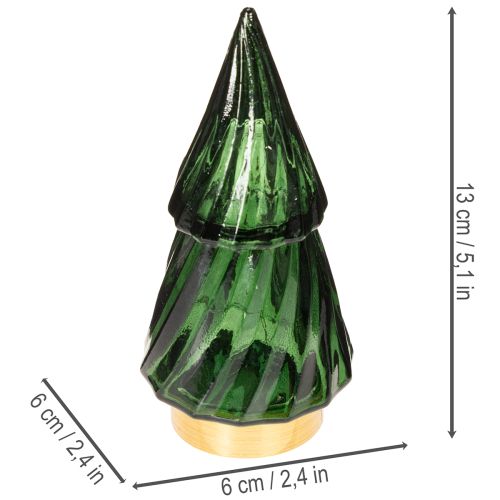 Glas-Tannenbaum mit LED, 13 cm, grün, 2er-Set, Innenbereich | Floristik21.de