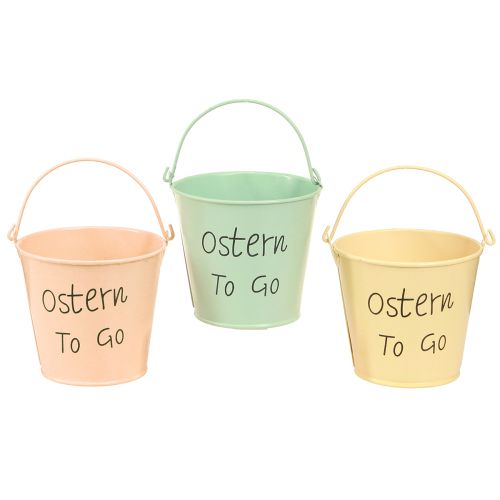 Floristik21 Mini Eimer Ostern Deko Orange Mint Gelb Vielseitig 8×7cm 6er Set