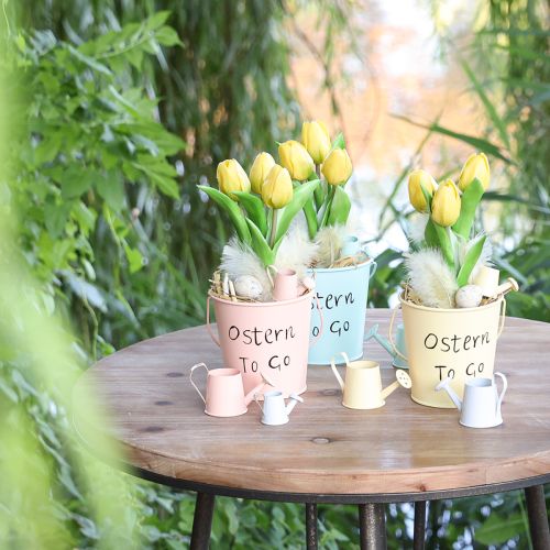 Artikel Mini Eimer Ostern Deko Orange Mint Gelb Vielseitig 8×7cm 6er Set