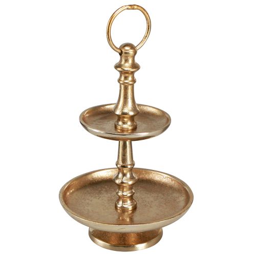 Floristik21 Mini Etagere Gold matt - Edle 2-stöckige Metall Tischdeko, H22cm