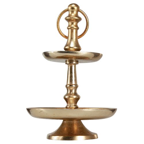 Floristik21 Mini Etagere Gold matt - Edle 2-stöckige Metall Tischdeko, H22cm