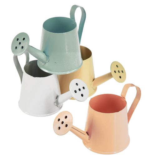 Floristik21 Mini Gießkanne Metall Dekoration Frühling Pastell 8er-Set