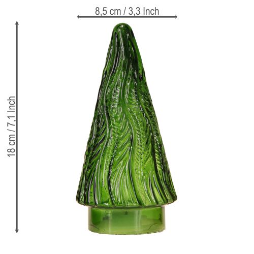 Artikel LED Glas Weihnachtsbaum Set Rot Grün Braun 18cm 3-teilig Innen-Deko