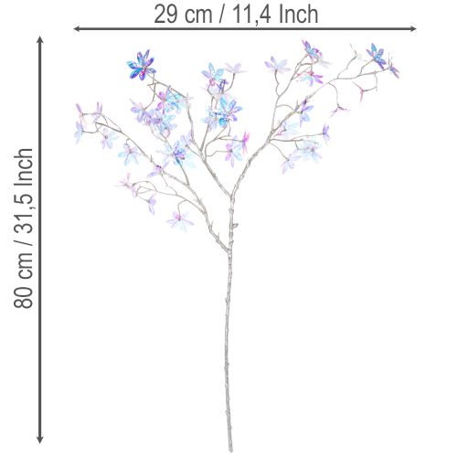 Künstlicher Blütenzweig mit irisierenden Blüten 80cm Kunststoff Innenbereich | Floristik21.de