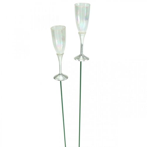Floristik21 Mini Sektglas Silvesterdeko zum Stecken 7,5cm 24St