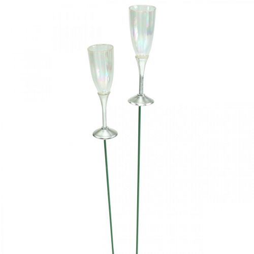 Floristik21 Mini Sektglas Silvesterdeko zum Stecken 7,5cm 24 St