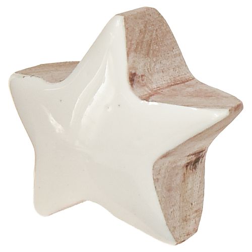 Artikel Elegante Mini Sterne Mangoholz Weiß Ø3cm 9 St, Weihnachtsdeko für Floristen