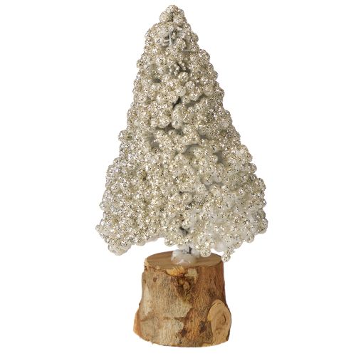 Floristik21 Mini Tannenbaum Deko Set Champagner Weiß Glitzer 8cm 12er Pack