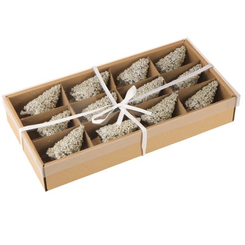 Artikel Mini Tannenbaum Deko Set Champagner Weiß Glitzer 8cm 12er Pack