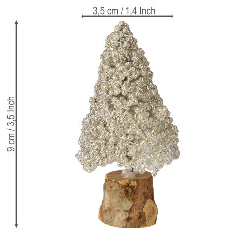 Artikel Mini Tannenbaum Deko Set Champagner Weiß Glitzer 8cm 12er Pack