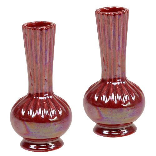 Floristik21 Mini Vase Ø5cm H10cm Perlmutt Rot 6St