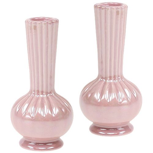 Floristik21 Mini Vase Perlmutt Rosa Ø5cm H10cm 6St
