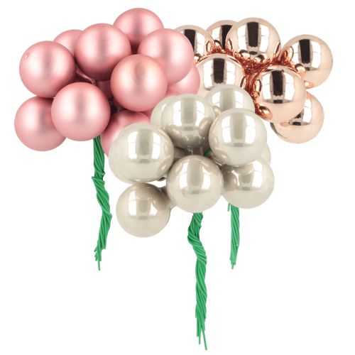Floristik21 Mini Weihnachtskugel Glas Rosa Creme Ø20mm 140 Stück Deko-Spiegelbeeren B2B