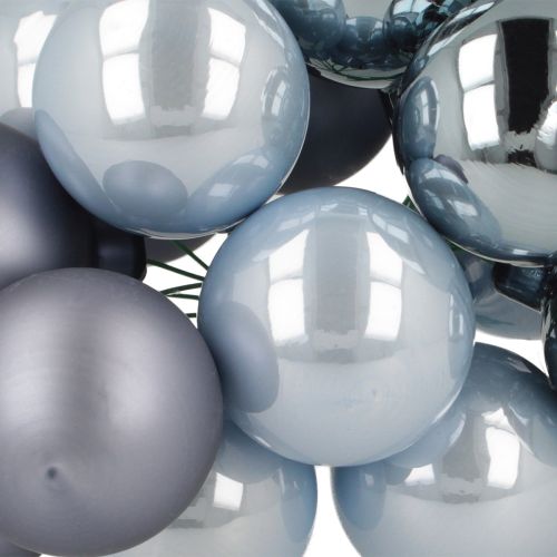 Artikel Mini Weihnachtskugeln Blau Glas Matt Metallic 40mm, 32 Stück Set