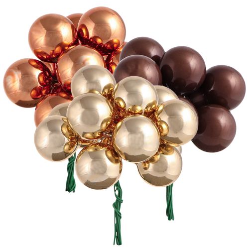 Artikel Mini Weihnachtskugeln Glas-Draht-Set Braun & Gold 25mm - Weihnachtsdeko 140er-Pack