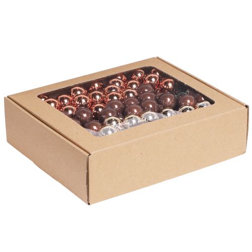 Artikel Mini Weihnachtskugeln Glas-Draht-Set Braun & Gold 25mm - Weihnachtsdeko 140er-Pack