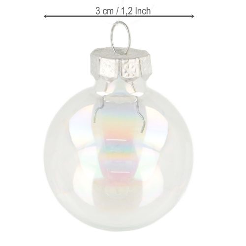 Floristik21 Mini Weihnachtskugeln aus Glas Irisierend Klar 3cm 22er Set