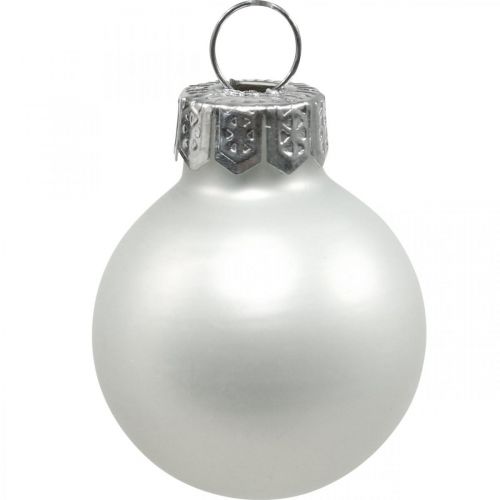 Mini Weihnachtskugeln Glas Weiß Glanz/Matt Ø2,5cm 24St