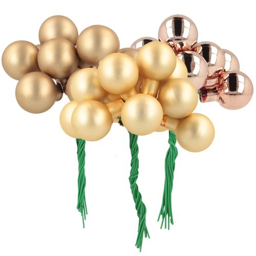 Mini Weihnachtskugeln Glas Gold Rosé Spiegelbeeren 2cm 140 Stück Dekoration