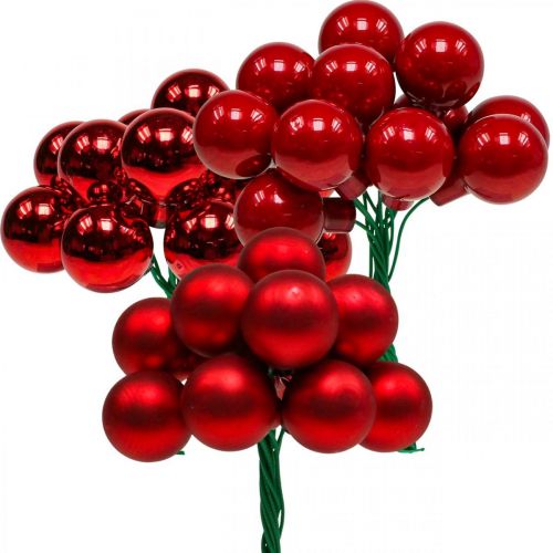 Floristik21 Mini Weihnachtskugeln Rot Spiegelbeeren 20mm Rubin Mix 140St