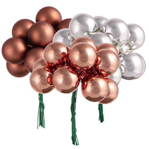 Artikel Mini Weihnachtskugeln Silber Apricot am Draht, 25mm, 140er-Set – Festlicher Baumschmuck