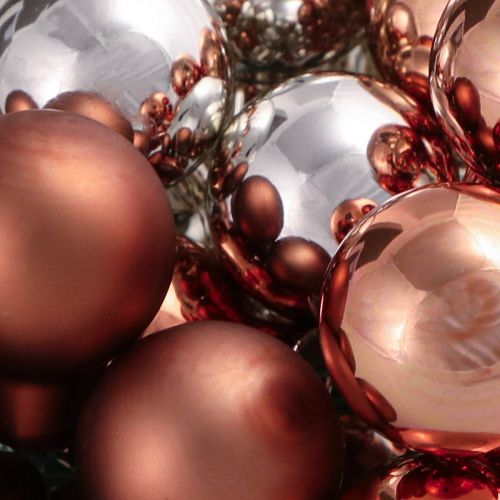 Artikel Mini Weihnachtskugeln Silber Apricot am Draht, 25mm, 140er-Set – Festlicher Baumschmuck