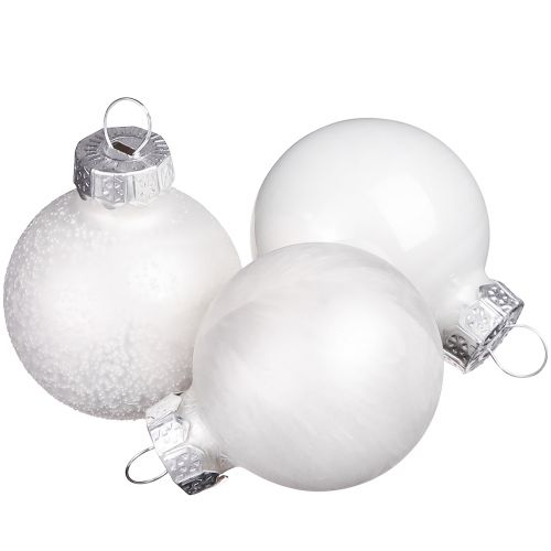 Weiße Mini-Weihnachtskugeln Ø3cm Glas Winterzauber 22er Set für festliche Dekoration
