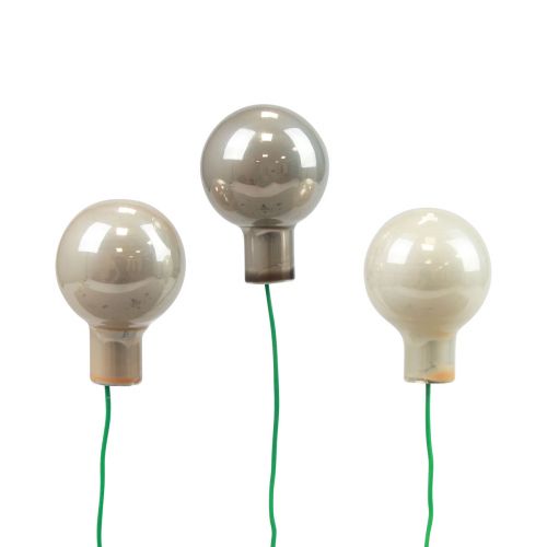 Artikel Mini Weihnachtskugeln am Draht Glas Creme Grau Ø2cm 140 St