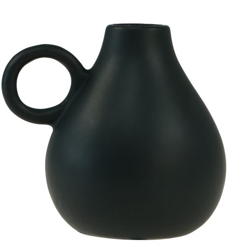 Mini Keramikvase Schwarz Henkel Keramik Deko H8,5cm