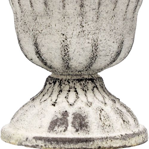 Floristik21 Mini Pokalvase Metall Kelch Weiß Grau Antik Ø8cm H8cm