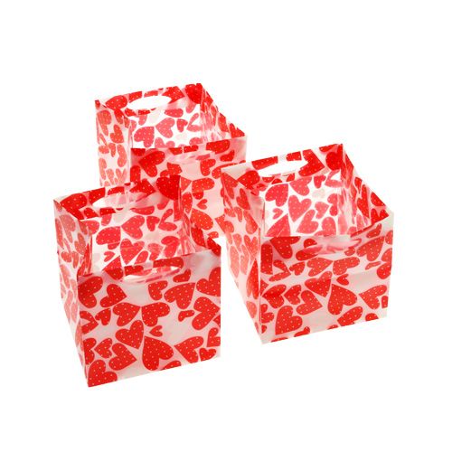 Floristik21 Mini Taschen Plastik Rot 6,5cm x 6,5cm 12St