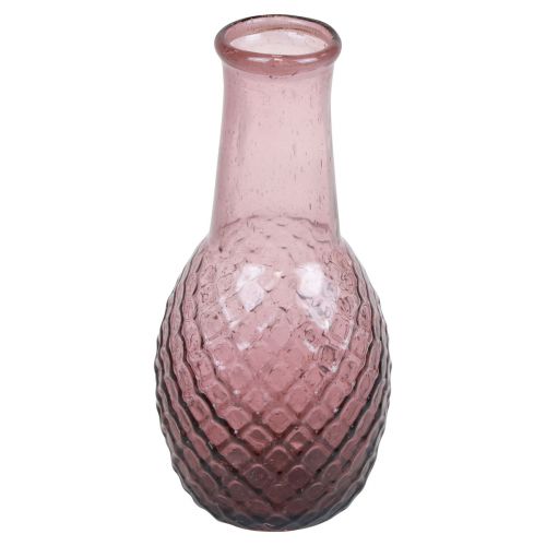 Floristik21 Mini Vase Lila Glasvase Blumenvase Glas Rauten Ø6cm H12cm