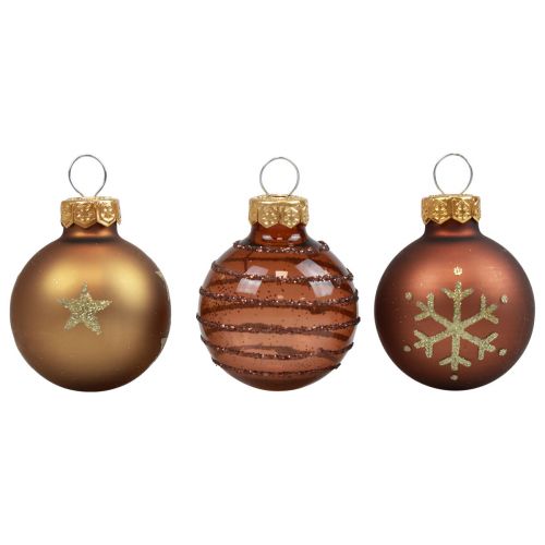 Mini Weihnachtskugeln Glas Gold Braun Glaskugeln Ø3cm 9St